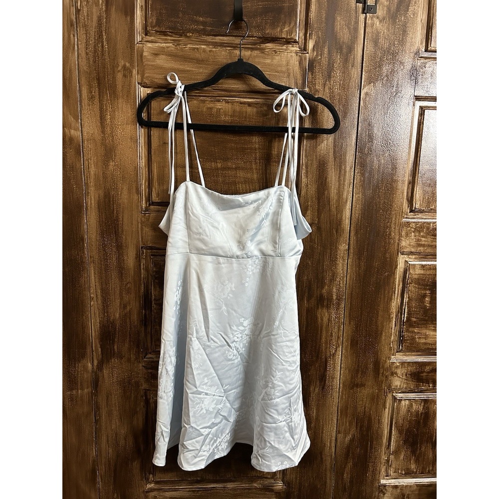 Women's Dusty Blue Jacquard Sling Mini Dress. Size M